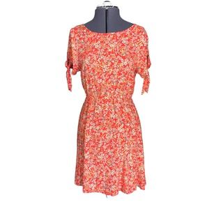 O'Neill Luciana woven open back mini dress red/orange floral small